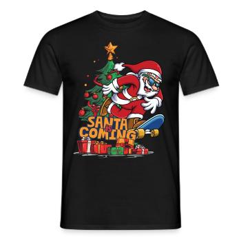 S’amuser à faire du skateboard avec le Père Noël - T-shirt homme - noir - Devant - AI Model Male 178 light (178cm)