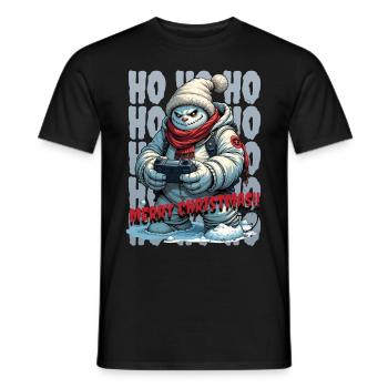 Evil Snowman Playing Christmas - Men's T-Shirt - black - Front - AI Model Male 178 light (178cm)