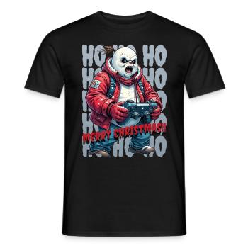 Evil Snowman Playing Christmas - Men's T-Shirt - black - Front - AI Model Male 178 light (178cm)