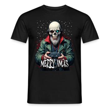 Joyeux Noël Gamer Crâne Design - T-shirt homme - noir - Devant - AI Model Male 178 light (178cm)