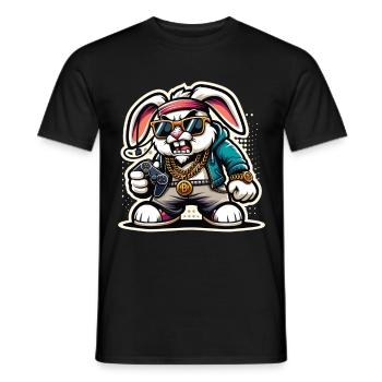 Cooler Gamer Hase Mit Controller Und Sonnenbrille - Männer T-Shirt - Schwarz - Vorne - AI Model Male 178 light (178cm)
