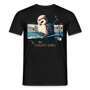 Night Owl Retro Graphic - Vintage full moon - Men's T-Shirt - black - Front - AI Model Male 178 light (178cm)