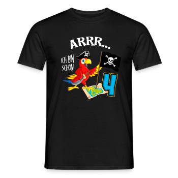 Pirate Parrot 4th Birthday Kids Pirate - Men's T-Shirt - black - Front - AI Model Male 178 light (178cm)