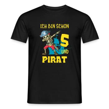 Kinder Pirat Dabbing Skelett 5 Jahre Geburtstag - Männer T-Shirt - Schwarz - Vorne - AI Model Male 178 light (178cm)