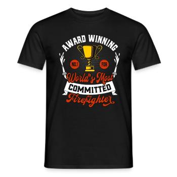 Firefighter Humor Engaged Fire Brigade Rescue - Men's T-Shirt - black - Front - AI Model Male 178 light (178cm)