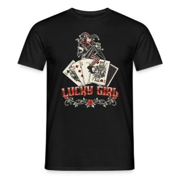 Lucky Girl Kartenspiel Joker Tattoo Style Poker - Männer T-Shirt - Schwarz - Vorne - AI Model Male 178 light (178cm)