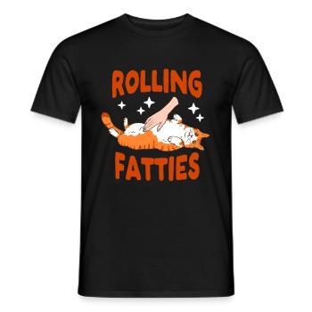 Rolling Fatties Funny Cat Lover Kitten - Men's T-Shirt - black - Front - AI Model Male 178 light (178cm)