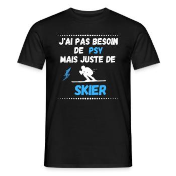 J'ai pas besoin de psy mais juste de skier - T-shirt homme - noir - Devant - AI Model Male 178 light (178cm)