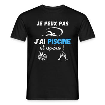 Je peux pas j'ai piscine et apéro / natation - T-shirt homme - noir - Devant - AI Model Male 178 light (178cm)