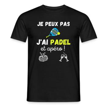 Je peux pas j'ai padel et apéro / humour / sport - T-shirt homme - noir - Devant - AI Model Male 178 light (178cm)