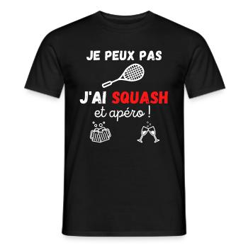 Je peux pas, j'ai squash et apéro / humour - T-shirt homme - noir - Devant - AI Model Male 178 light (178cm)