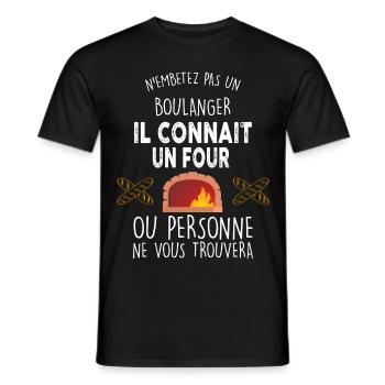 Boulangerie, idée cadeau humour métier boulanger - T-shirt homme - noir - Devant - AI Model Male 178 light (178cm)
