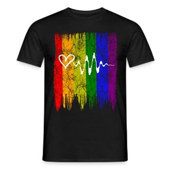 Regenbogen Herz - Männer T-Shirt - Schwarz - Vorne - AI Model Male 178 light (178cm)