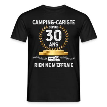 Camping-cariste Depuis 30 Ans Cadeau Campeur - T-shirt homme - noir - Devant - AI Model Male 178 light (178cm)