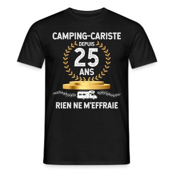 Camping-cariste depuis 25 ans Cadeau Camping-car - T-shirt homme - noir - Devant - AI Model Male 178 light (178cm)