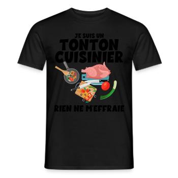 Tonton cuisinier humour oncle recette de cuisine - T-shirt homme - noir - Devant - AI Model Male 178 light (178cm)