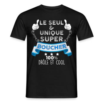 Super Boucher Cadeau Humour Homme - T-shirt homme - noir - Devant - AI Model Male 178 light (178cm)