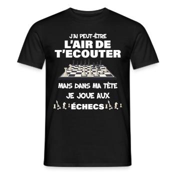 Jeu D'Echec Cadeau Citation Joueur Joueuse - T-shirt homme - noir - Devant - AI Model Male 178 light (178cm)
