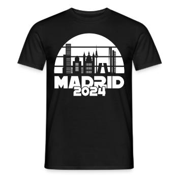 Madrid 2024 Skyline T-Shirt: Urbane Eleganz - Männer T-Shirt - Schwarz - Vorne - AI Model Male 178 light (178cm)