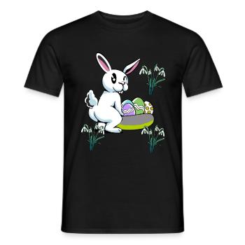 Lapin de Pâques Nid de Pâques Oeufs Lapin Enfant - T-shirt homme - noir - Devant - AI Model Male 178 light (178cm)