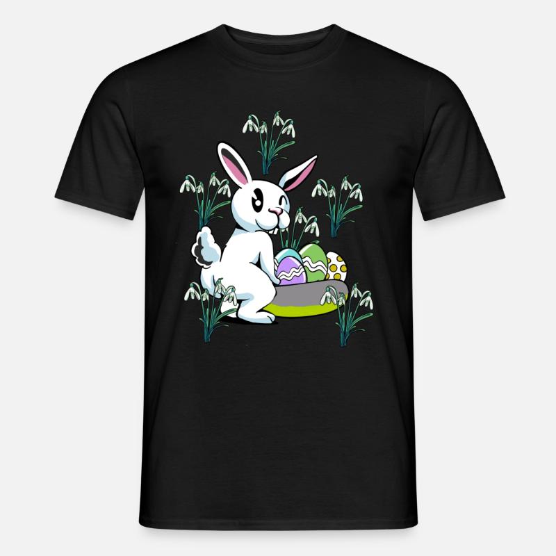 Spring snowdrop flowers Easter bunny - Men’s T-shirt - black