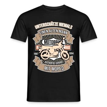 Moped DDR - Unterschätze niemals einen alten Mann - Männer T-Shirt - Schwarz - Vorne - AI Model Male 178 light (178cm)