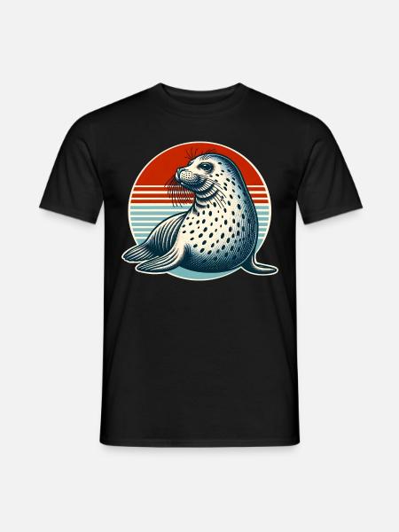 Robbe Seehund - Männer T-Shirt - Schwarz