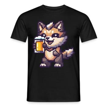 Wolf Pixel Beer - Men's T-Shirt - black - Front - AI Model Male 178 light (178cm)