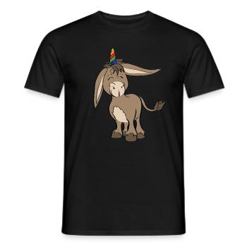 Idée cadeau unique d'âne de licorne / corne d'âne - T-shirt homme - noir - Devant - AI Model Male 178 light (178cm)
