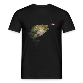 Perche, appâts, pêcheur, morsure, pêcheur - T-shirt homme - noir - Devant - AI Model Male 178 light (178cm)