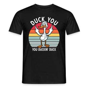 Duck Middle Finger - Men's T-Shirt - black - Front - AI Model Male 178 light (178cm)