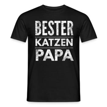 Bester Katzen Papa da schnurren die Katzen - Männer T-Shirt - Schwarz - Vorne - AI Model Male 178 light (178cm)