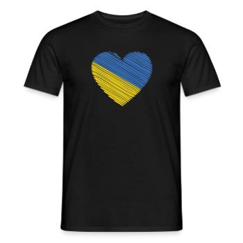 Support Ukraine with I Love Ukraine Heart - Men's T-Shirt - black - Front - AI Model Male 178 light (178cm)