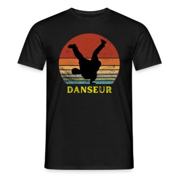 DANSEUR HOMME SUNSET ROUGE ET JAUNE HIP HOP STREET - T-shirt homme - noir - Devant - AI Model Male 178 light (178cm)