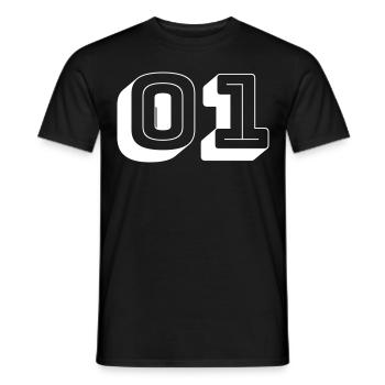 01 - Number - Team - Men's T-Shirt - black - Front - AI Model Male 178 light (178cm)