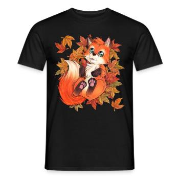 Herbst Fuchs mit bunten Laub goldene Jahreszeit - Männer T-Shirt - Schwarz - Vorne - AI Model Male 178 light (178cm)