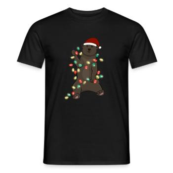 Christmas Lights Bear Christmas - Men's T-Shirt - black - Front - AI Model Male 178 light (178cm)