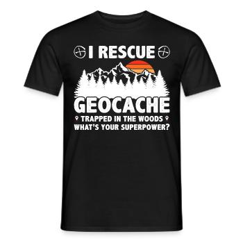 Geocaching Explorer Geography Traveler - Men's T-Shirt - black - Front - AI Model Male 178 light (178cm)