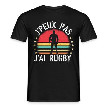 J'Peux Pas J ai Rugby cadeau vintage - T-shirt homme - noir - Devant - AI Model Male 178 light (178cm)