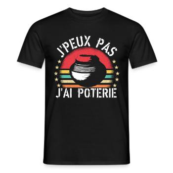J Peux Pas J Ai Poterie cadeau vintage - T-shirt homme - noir - Devant - AI Model Male 178 light (178cm)