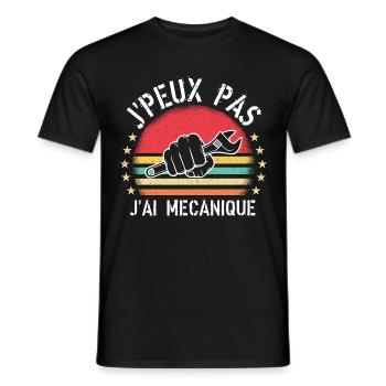 J Peux Pas J Ai Mécanique cadeau vintage - T-shirt homme - noir - Devant - AI Model Male 178 light (178cm)
