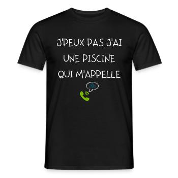 J peux pas j ai une piscine qui m appelle - T-shirt homme - noir - Devant - AI Model Male 178 light (178cm)