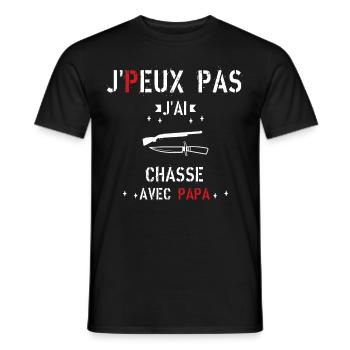 J Peux Pas J ai Chasse avec papa - T-shirt homme - noir - Devant - AI Model Male 178 light (178cm)