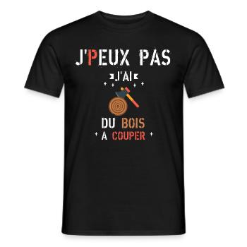 J Peux Pas J Ai du bois à couper - T-shirt homme - noir - Devant - AI Model Male 178 light (178cm)