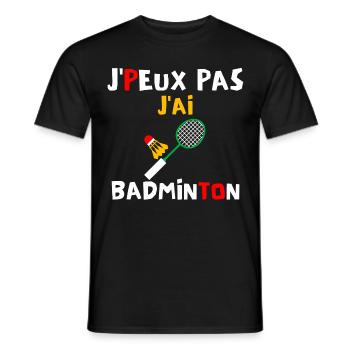 J peux pas j ai badminton - T-shirt homme - noir - Devant - AI Model Male 178 light (178cm)