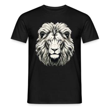 Lion Lion Head Black & White Drawn Art - Men's T-Shirt - black - Front - AI Model Male 178 light (178cm)