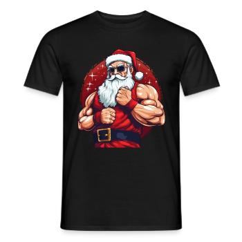 Bad Santa Santa Christmas Muscular Cool - Men's T-Shirt - black - Front - AI Model Male 178 light (178cm)