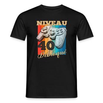 Cadeau Homme 40 ans Anniversaire Gamer cadeau - Men's T-Shirt - black - Front - AI Model Male 178 light (178cm)