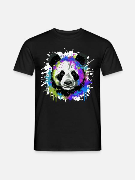 Panda Kopf Porträt Bunt - Männer T-Shirt - Schwarz