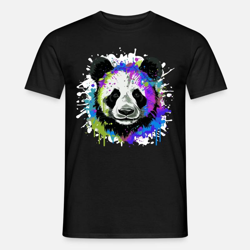 Panda Kopf Porträt Bunt - Männer T-Shirt - Schwarz
